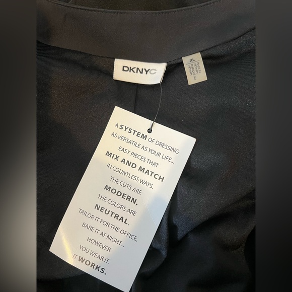 NWT DKNYC Black Shawl Draped Collar Tie Waist Blazer XL - Picture 4 of 5